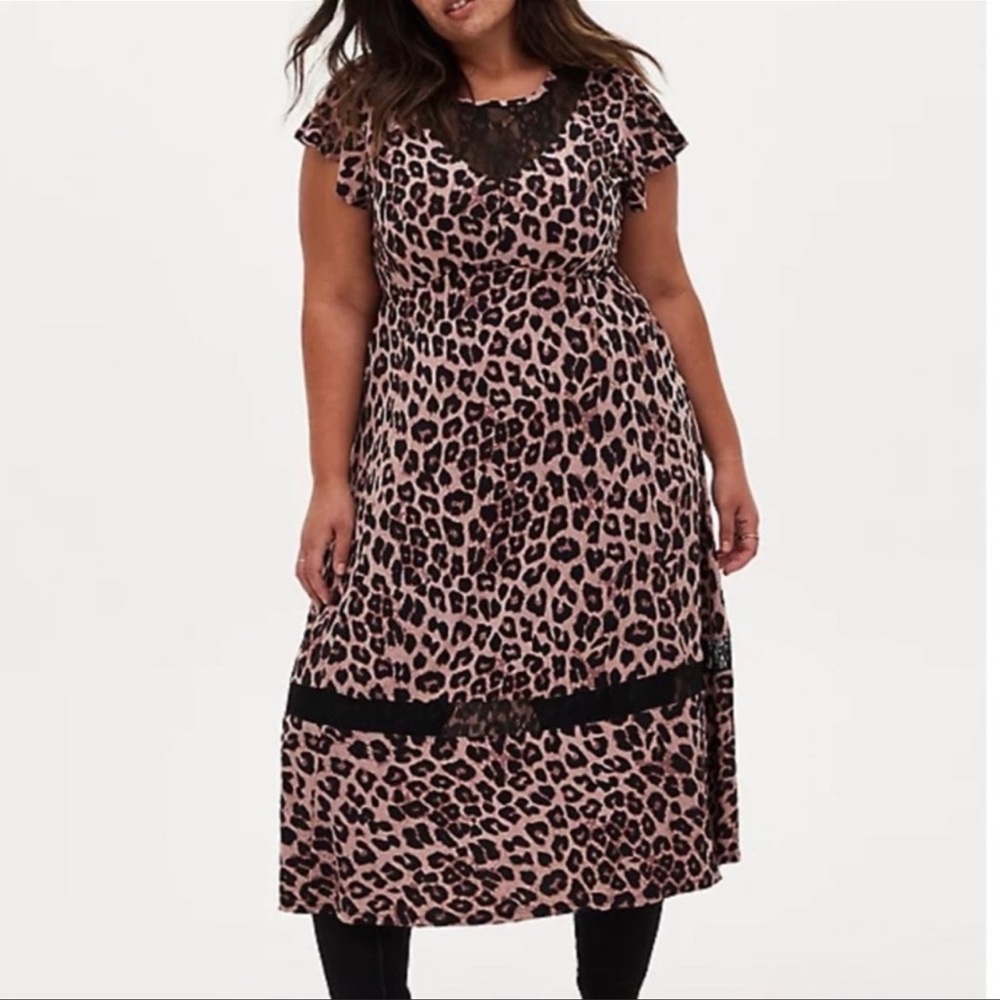 Torrid Leopard Studio Knit Midi Dress 1 1X 14 16